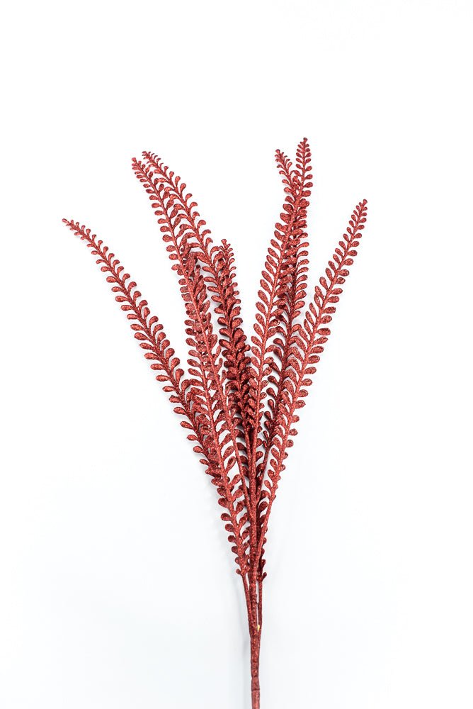 Artificial Red Glitter Leaves Spray - 33" - Greenery MarketSeasonal & Holiday Decorations86890RD