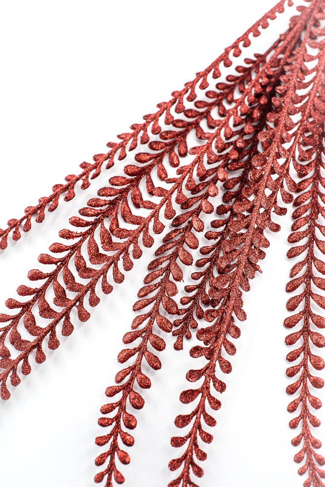 Artificial Red Glitter Leaves Spray - 33" - Greenery MarketSeasonal & Holiday Decorations86890RD