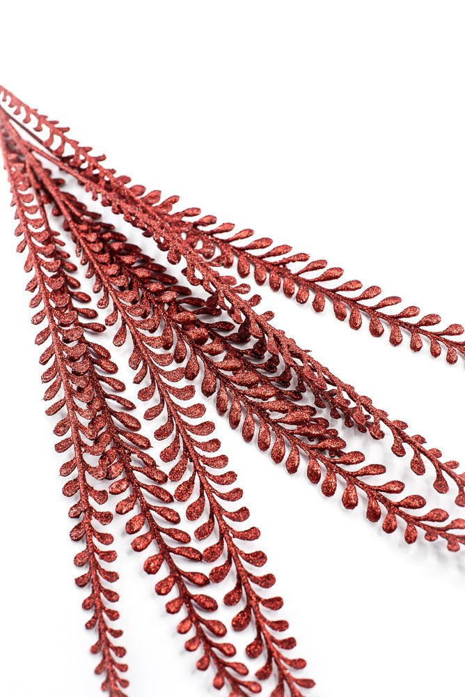 Artificial Red Glitter Leaves Spray - 33" - Greenery MarketSeasonal & Holiday Decorations86890RD