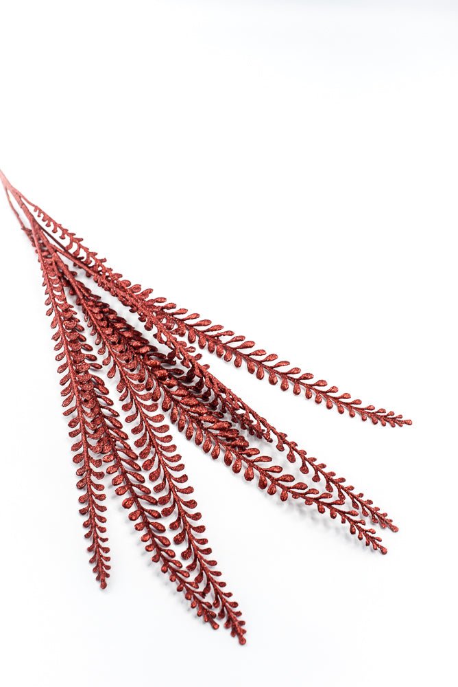 Artificial Red Glitter Leaves Spray - 33" - Greenery MarketSeasonal & Holiday Decorations86890RD