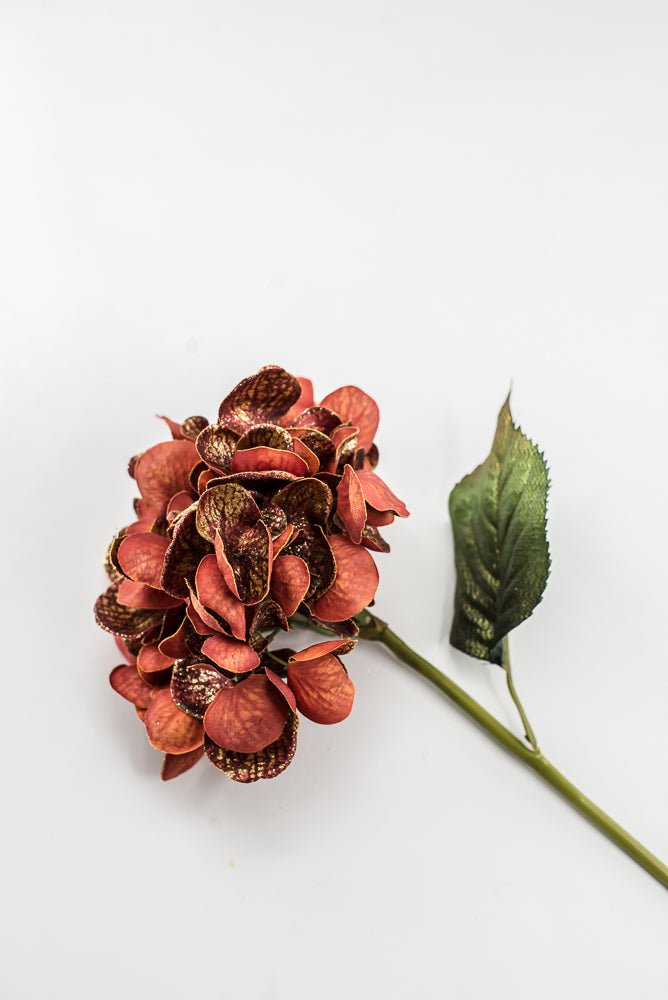 Artificial Red & Gold Glitter Hydrangea Spray - 22" - Greenery MarketArtificial FloraXF693-R
