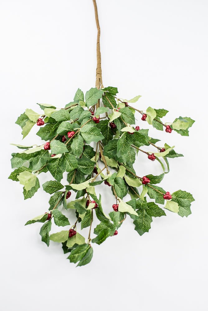 Artificial Red & Green Broadleaf Berry Spray - 28" - Greenery Market86818RDGN