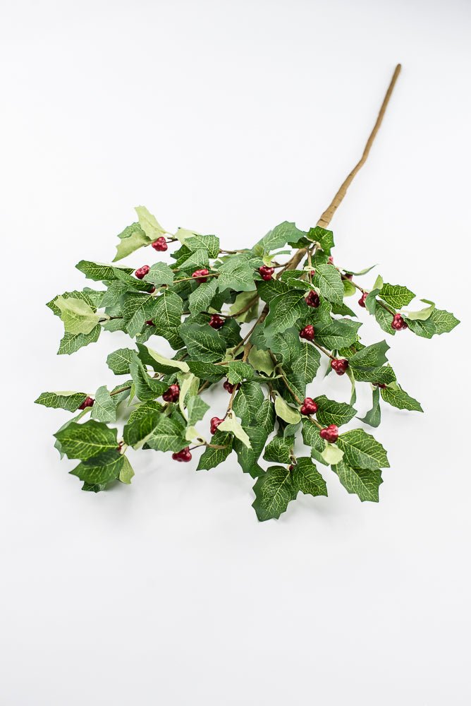 Artificial Red & Green Broadleaf Berry Spray - 28" - Greenery Market86818RDGN
