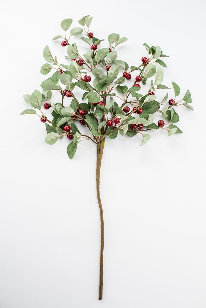 Artificial Red & Green Eucalyptus Berry Spray - 28" - Greenery Market86817RDGN