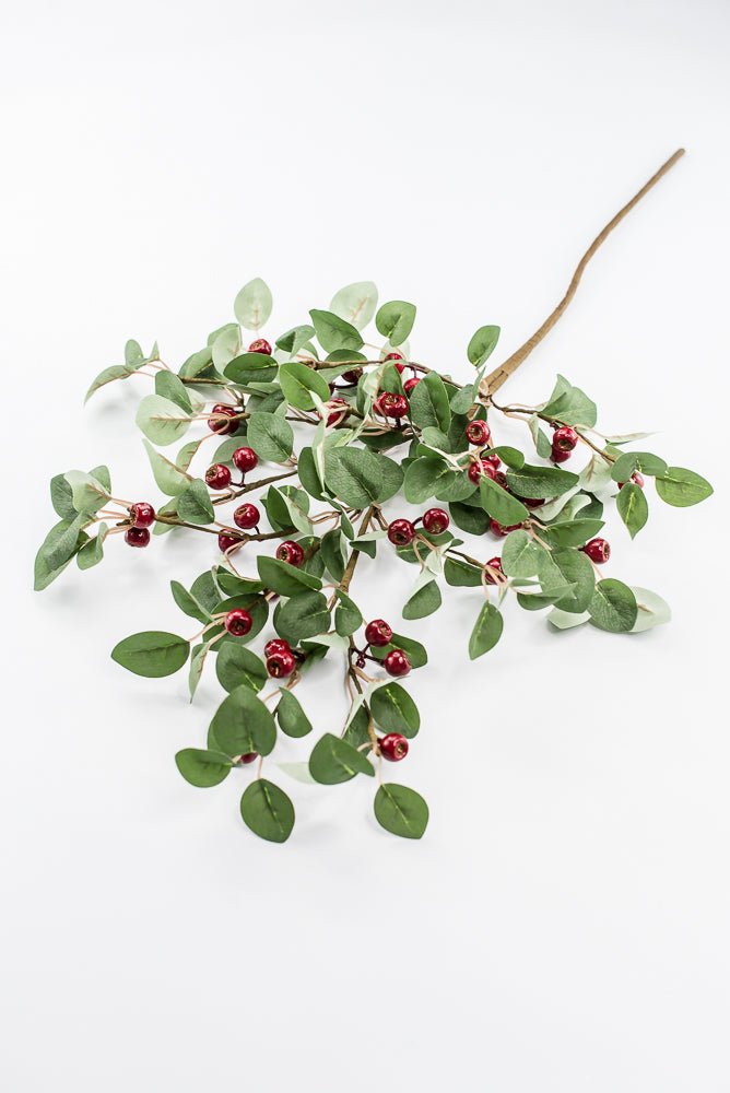 Artificial Red & Green Eucalyptus Berry Spray - 28" - Greenery Market86817RDGN