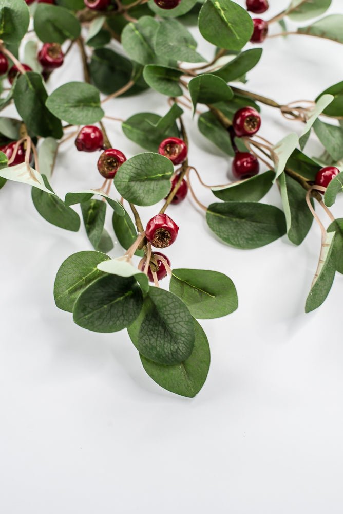 Artificial Red & Green Eucalyptus Berry Spray - 28" - Greenery Market86817RDGN