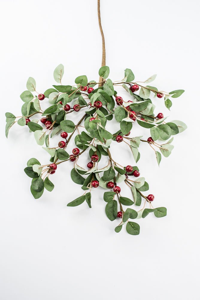 Artificial Red & Green Eucalyptus Berry Spray - 28" - Greenery Market86817RDGN