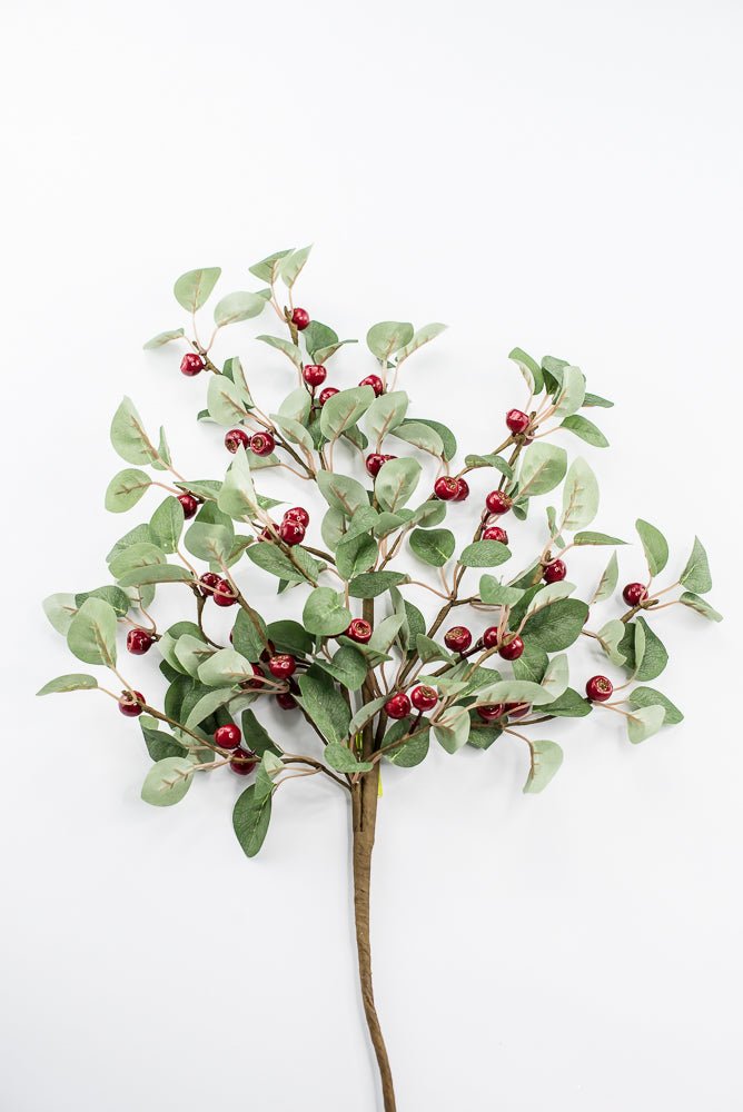 Artificial Red & Green Eucalyptus Berry Spray - 28" - Greenery Market86817RDGN
