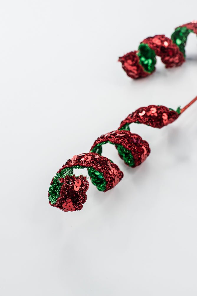 Artificial Red & Green Sequin Swirl Spray - 27" - Greenery MarketArtificial Flowers281416