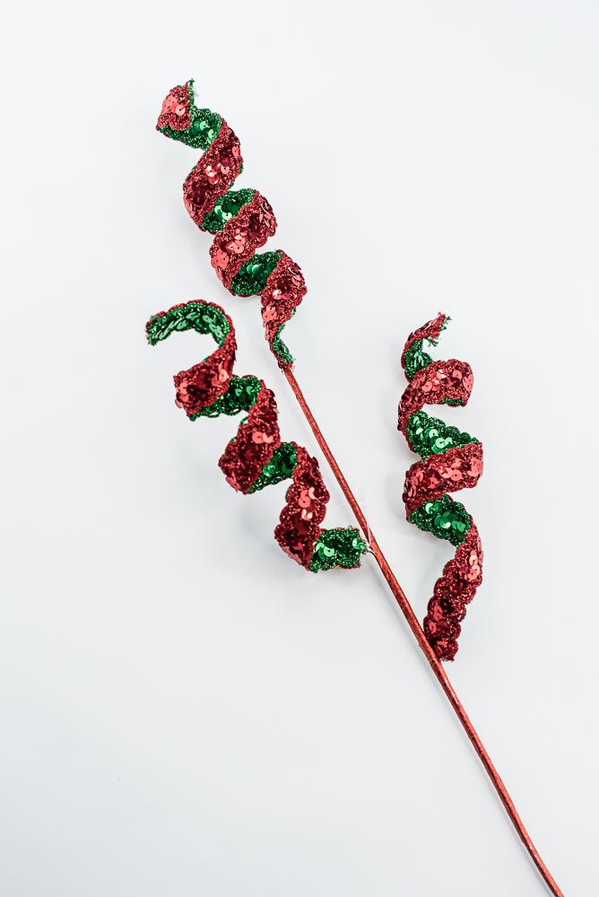 Artificial Red & Green Sequin Swirl Spray - 27" - Greenery MarketArtificial Flowers281416