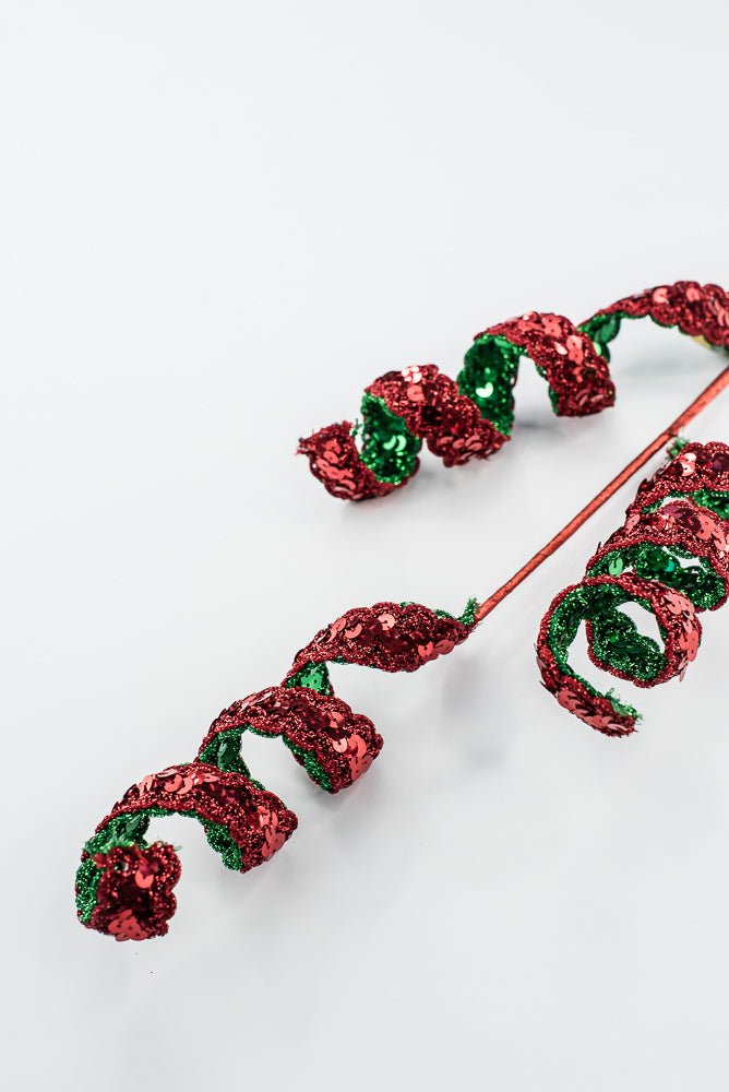 Artificial Red & Green Sequin Swirl Spray - 27" - Greenery MarketArtificial Flowers281416