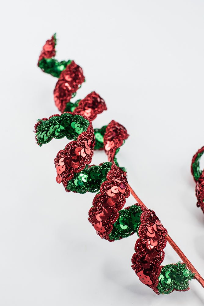 Artificial Red & Green Sequin Swirl Spray - 27" - Greenery MarketArtificial Flowers281416