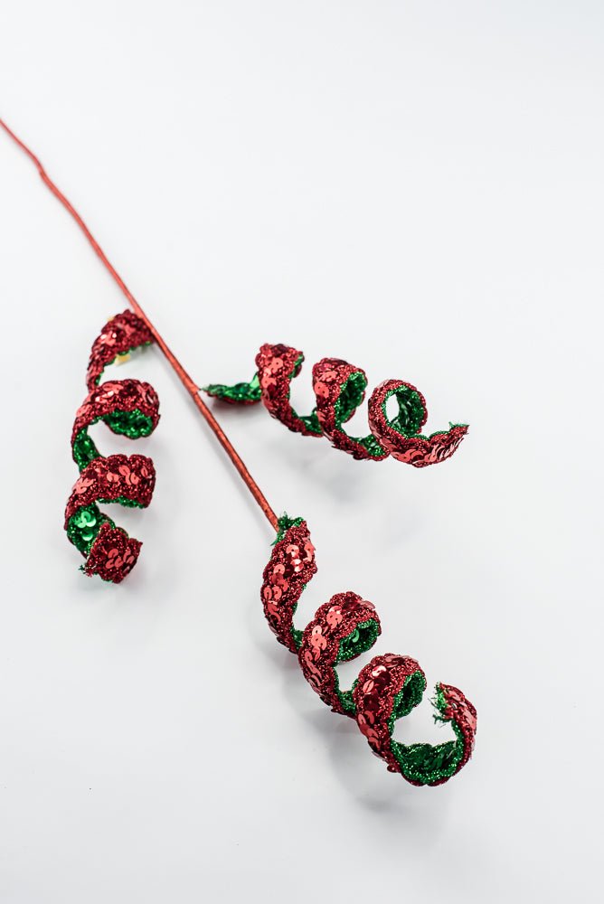 Artificial Red & Green Sequin Swirl Spray - 27" - Greenery MarketArtificial Flowers281416