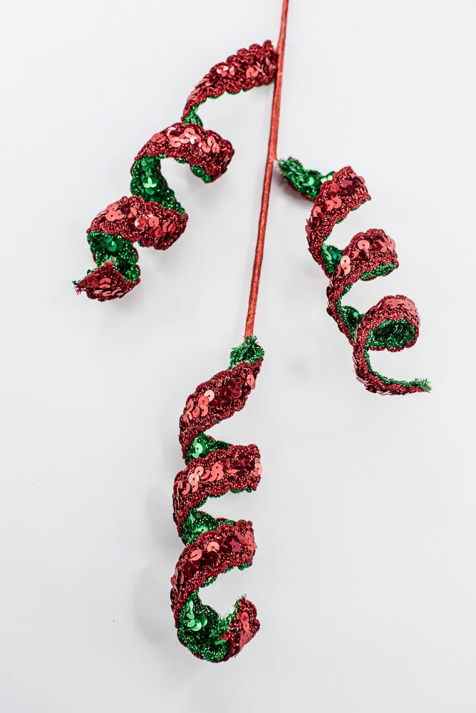 Artificial Red & Green Sequin Swirl Spray - 27" - Greenery MarketArtificial Flowers281416