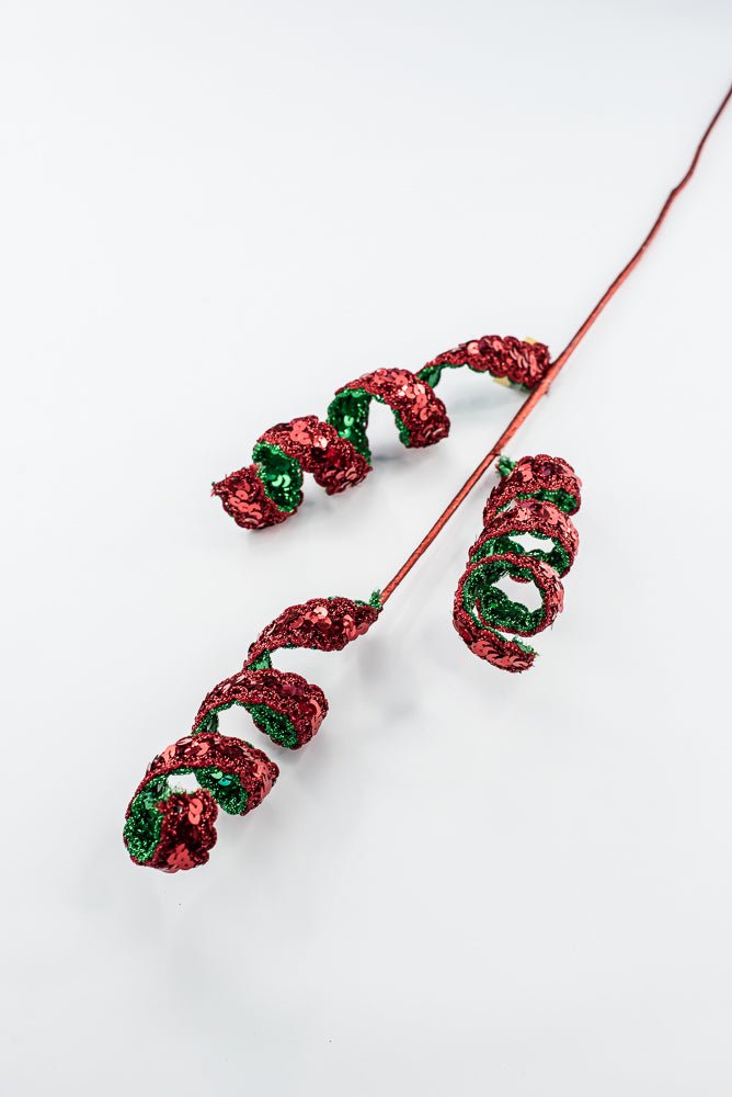 Artificial Red & Green Sequin Swirl Spray - 27" - Greenery MarketArtificial Flowers281416