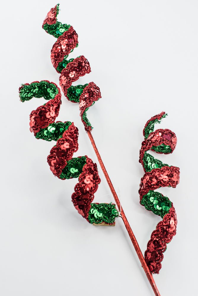 Artificial Red & Green Sequin Swirl Spray - 27" - Greenery MarketArtificial Flowers281416