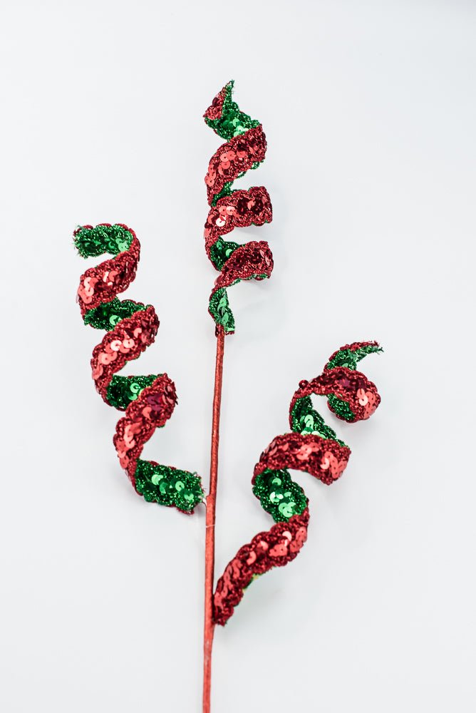 Artificial Red & Green Sequin Swirl Spray - 27" - Greenery MarketArtificial Flowers281416