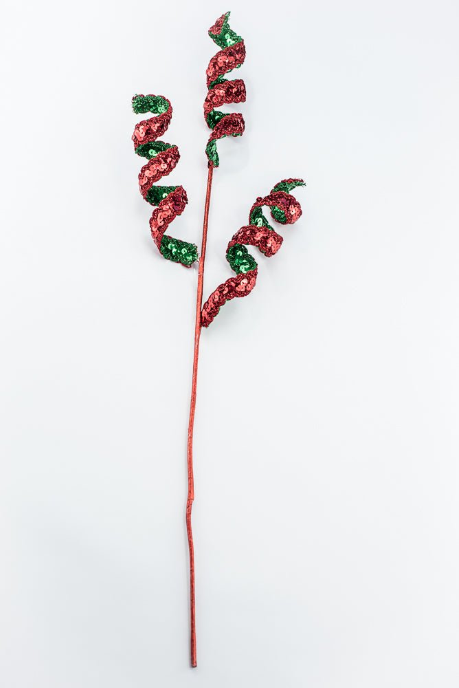 Artificial Red & Green Sequin Swirl Spray - 27" - Greenery MarketArtificial Flowers281416