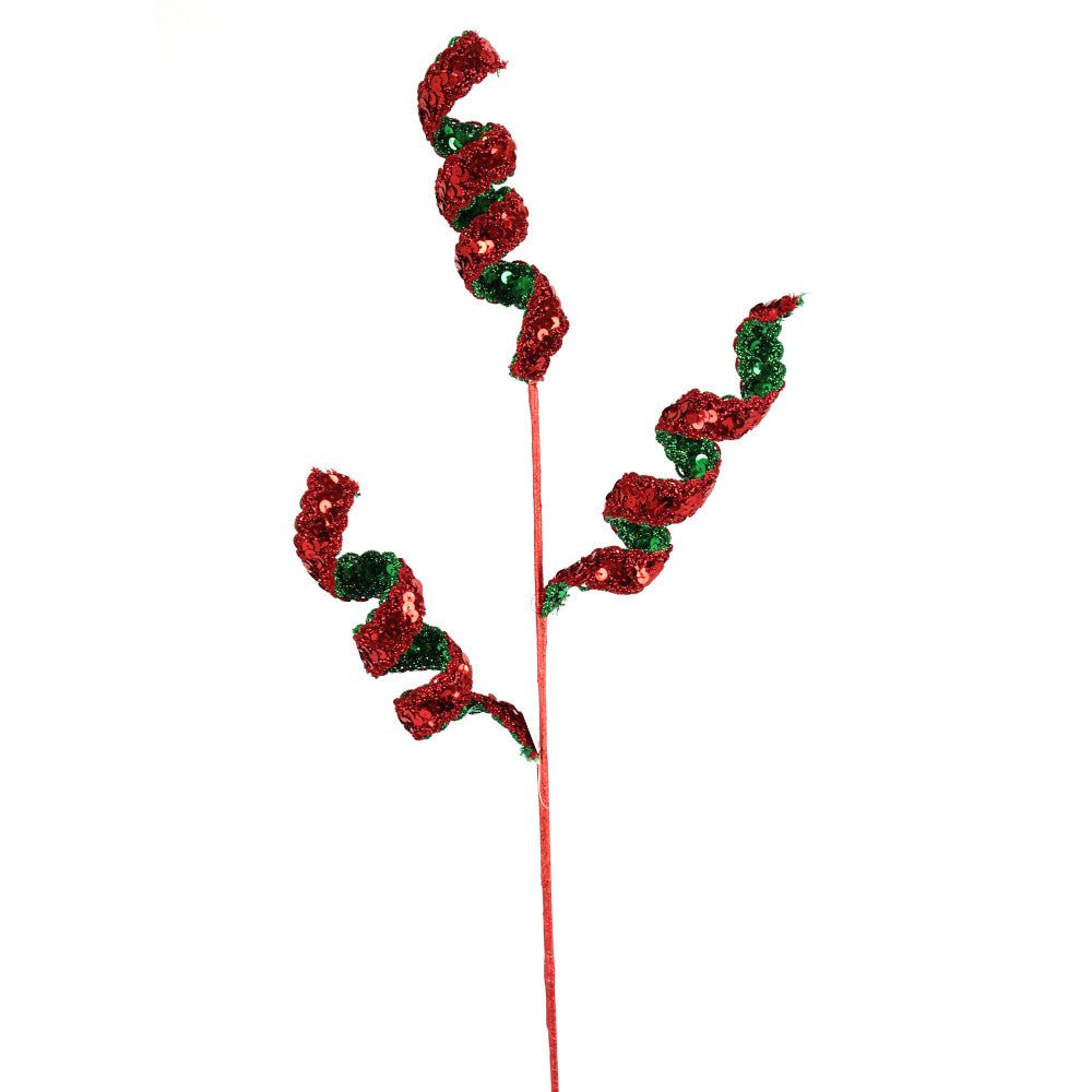Artificial Red & Green Sequin Swirl Spray - 27" - Greenery MarketArtificial Flowers281416