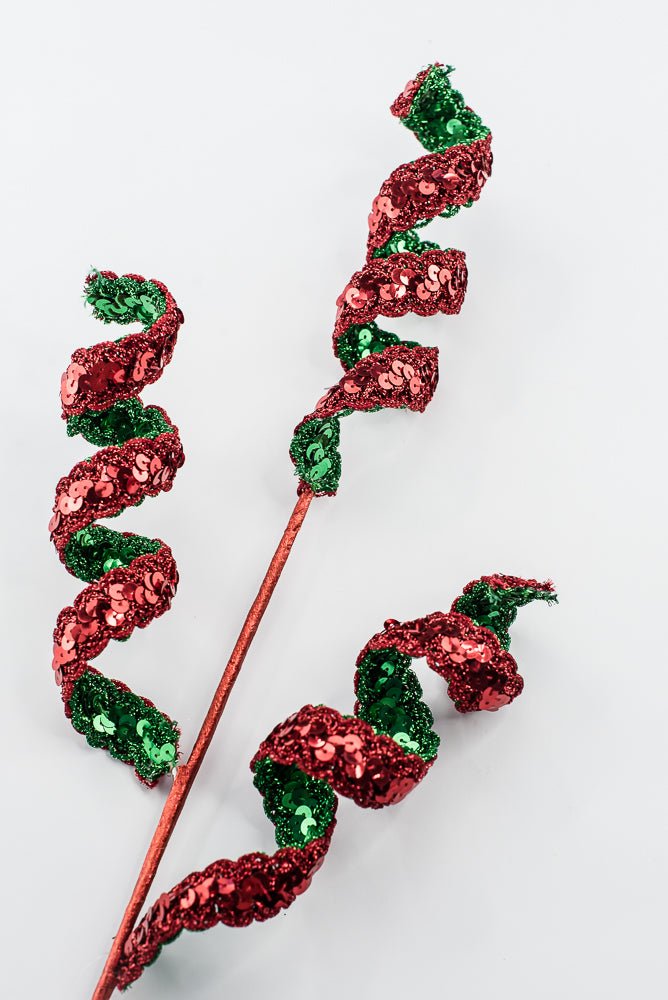 Artificial Red & Green Sequin Swirl Spray - 27" - Greenery MarketArtificial Flowers281416