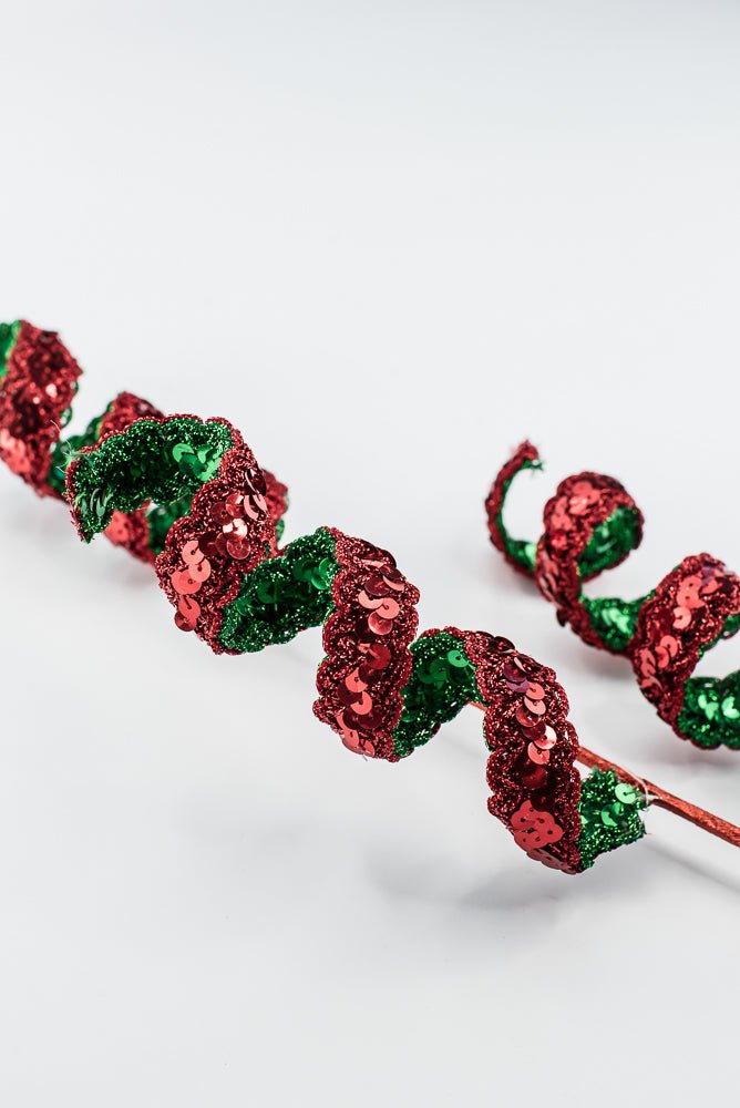 Artificial Red & Green Sequin Swirl Spray - 27" - Greenery MarketArtificial Flowers281416