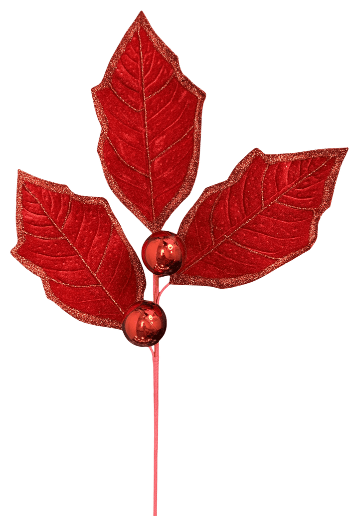 Artificial Red Holly Leaves Spray - 27" - Greenery Market86264RD