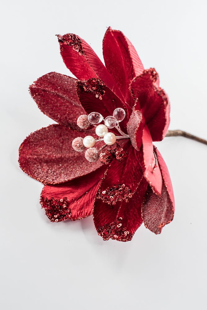 Artificial Red Jewel Magnolia Stem - 18" - Greenery MarketArtificial Flowers282391