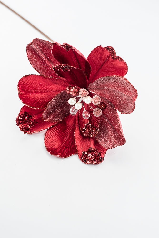 Artificial Red Jewel Magnolia Stem - 18" - Greenery MarketArtificial Flowers282391