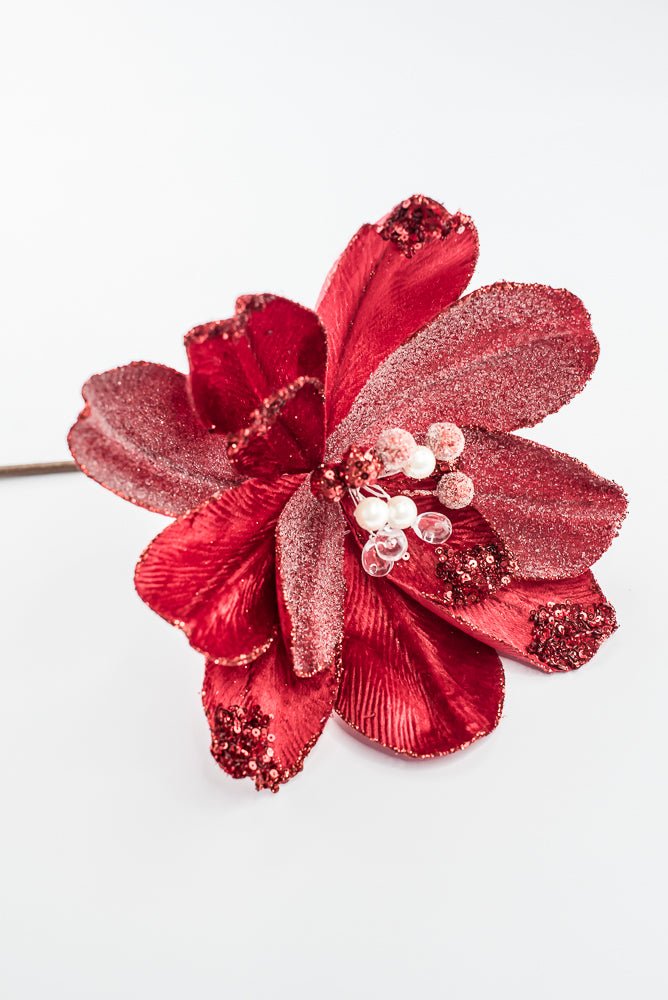 Artificial Red Jewel Magnolia Stem - 18" - Greenery MarketArtificial Flowers282391