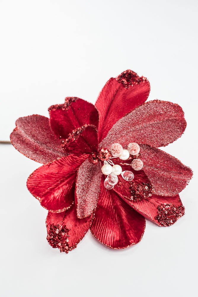 Artificial Red Jewel Magnolia Stem - 18" - Greenery MarketArtificial Flowers282391