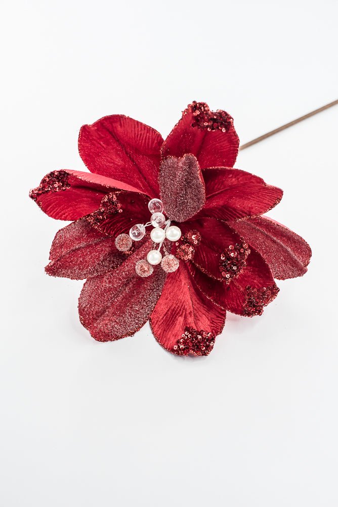 Artificial Red Jewel Magnolia Stem - 18" - Greenery MarketArtificial Flowers282391