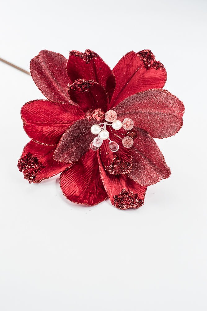 Artificial Red Jewel Magnolia Stem - 18" - Greenery MarketArtificial Flowers282391