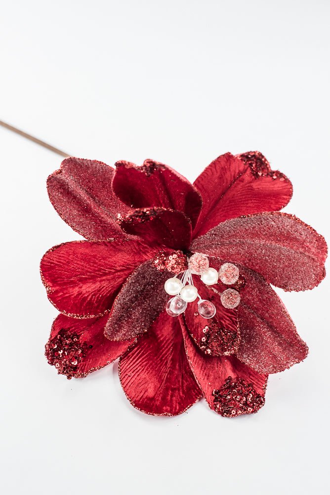 Artificial Red Jewel Magnolia Stem - 18" - Greenery MarketArtificial Flowers282391