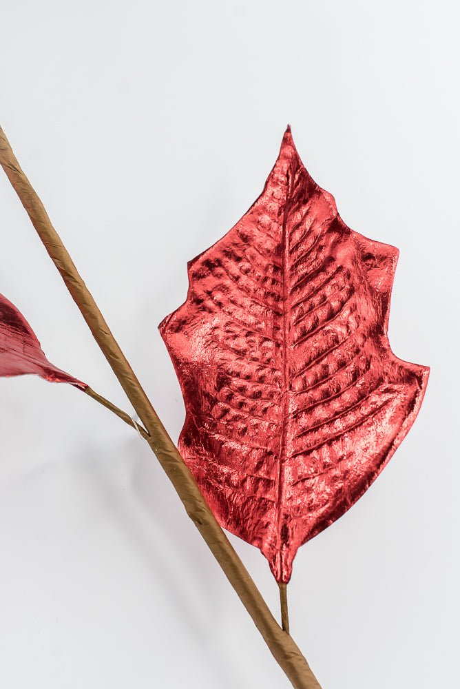 Artificial Red Metallic Poinsettia Stem - 31" - Greenery MarketArtificial Flowers133694