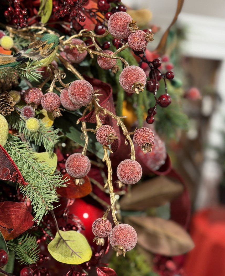 Artificial Red Mixed Iced Glitter Berry Spray - 29" - Greenery MarketArtificial Flowers281077