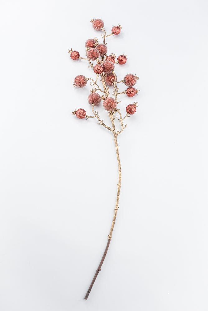 Artificial Red Mixed Iced Glitter Berry Spray - 29" - Greenery MarketArtificial Flowers281077