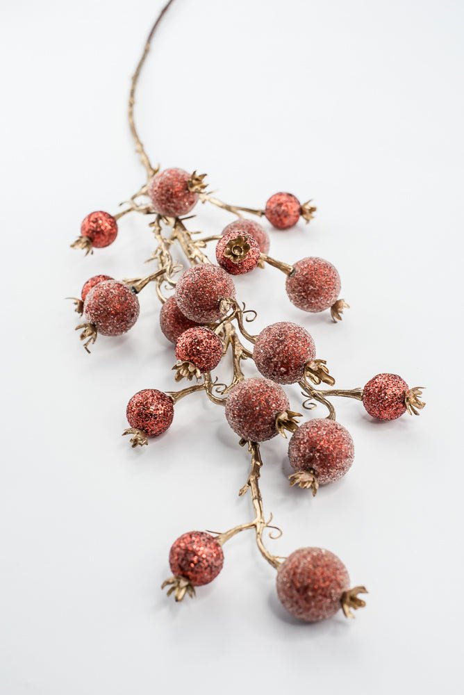 Artificial Red Mixed Iced Glitter Berry Spray - 29" - Greenery MarketArtificial Flowers281077