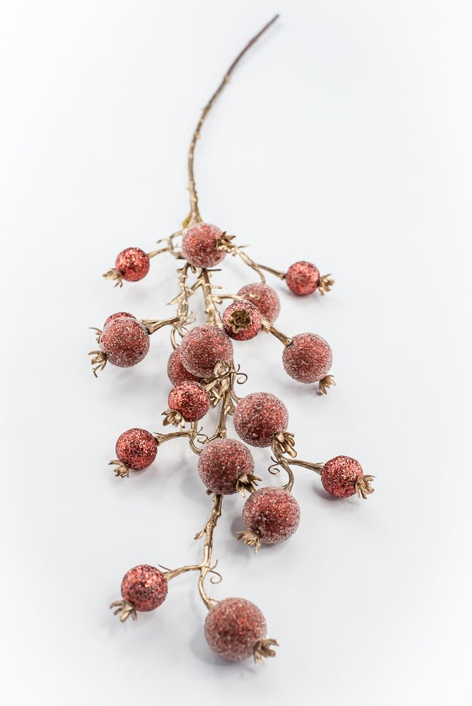 Artificial Red Mixed Iced Glitter Berry Spray - 29" - Greenery MarketArtificial Flowers281077
