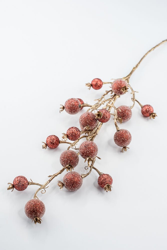 Artificial Red Mixed Iced Glitter Berry Spray - 29" - Greenery MarketArtificial Flowers281077
