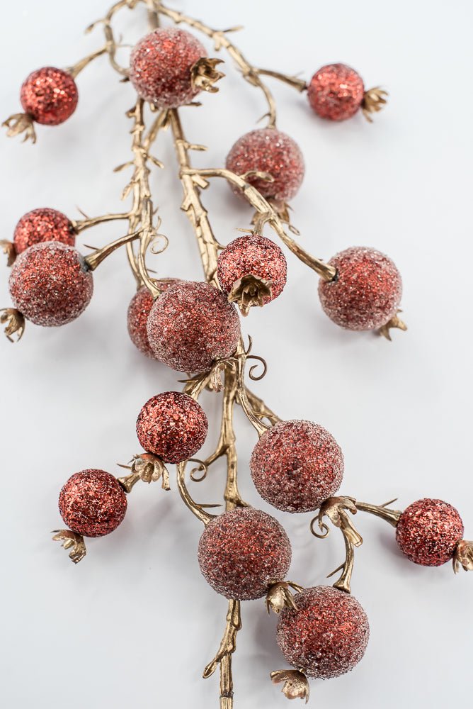 Artificial Red Mixed Iced Glitter Berry Spray - 29" - Greenery MarketArtificial Flowers281077