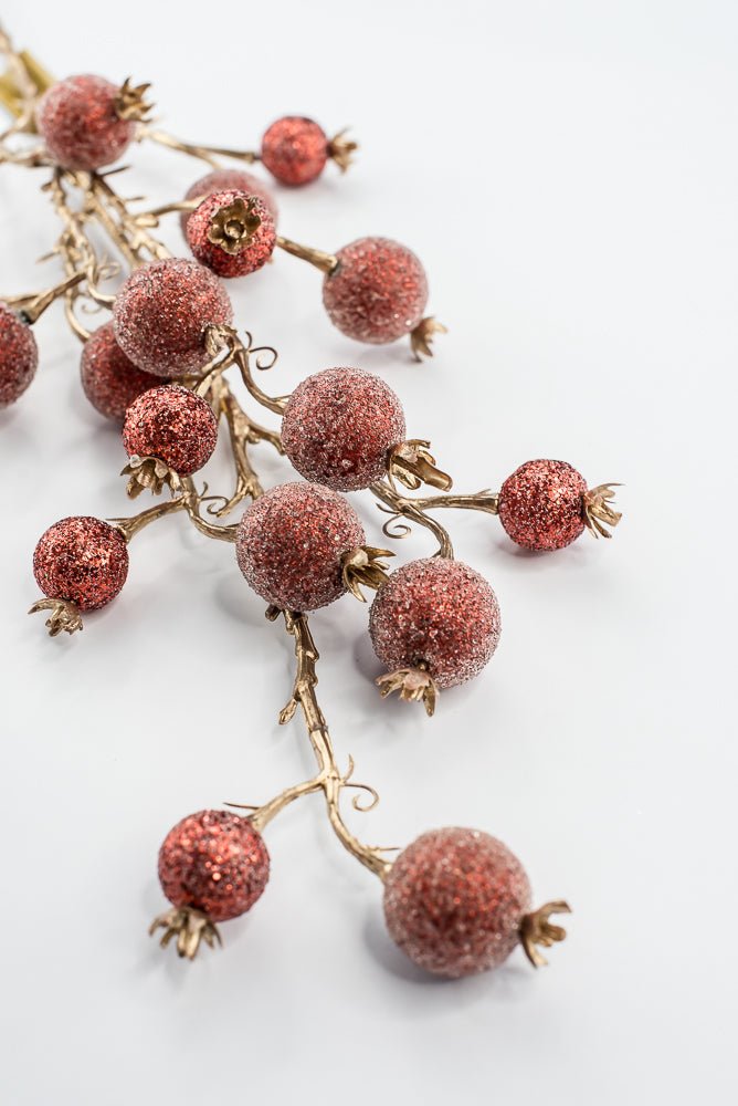 Artificial Red Mixed Iced Glitter Berry Spray - 29" - Greenery MarketArtificial Flowers281077