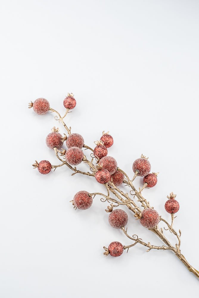 Artificial Red Mixed Iced Glitter Berry Spray - 29" - Greenery MarketArtificial Flowers281077