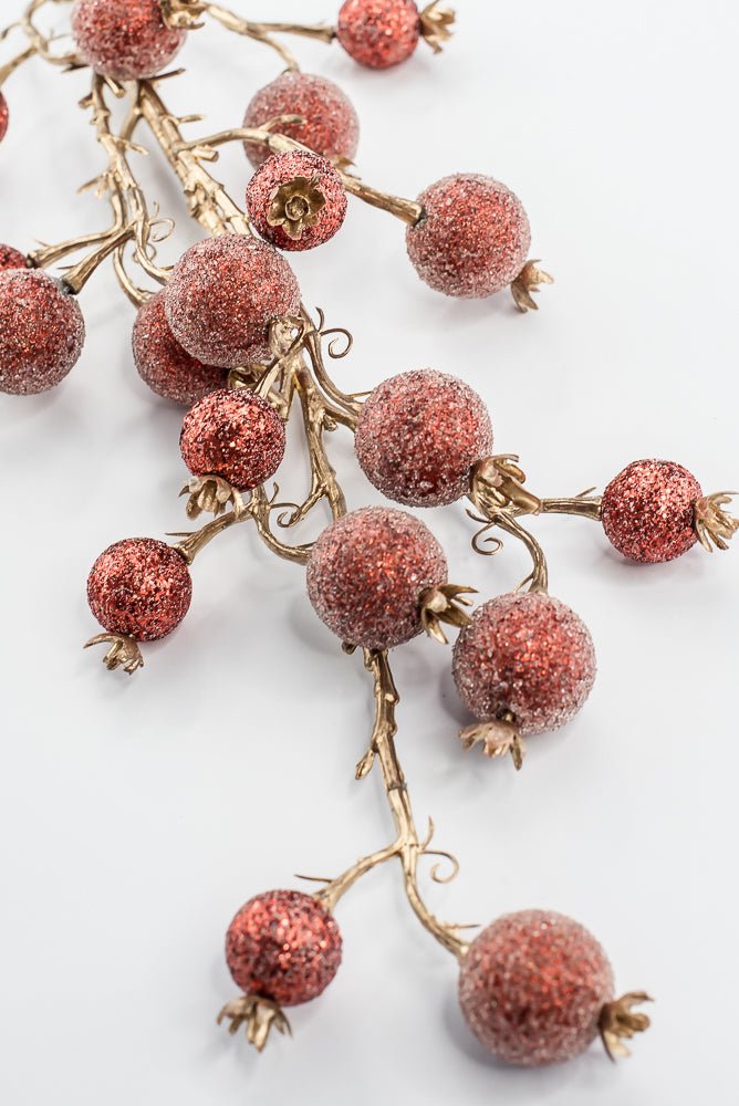 Artificial Red Mixed Iced Glitter Berry Spray - 29" - Greenery MarketArtificial Flowers281077