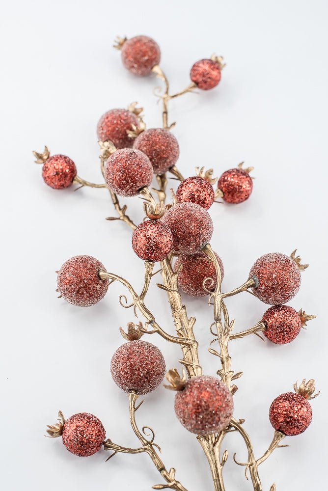 Artificial Red Mixed Iced Glitter Berry Spray - 29" - Greenery MarketArtificial Flowers281077