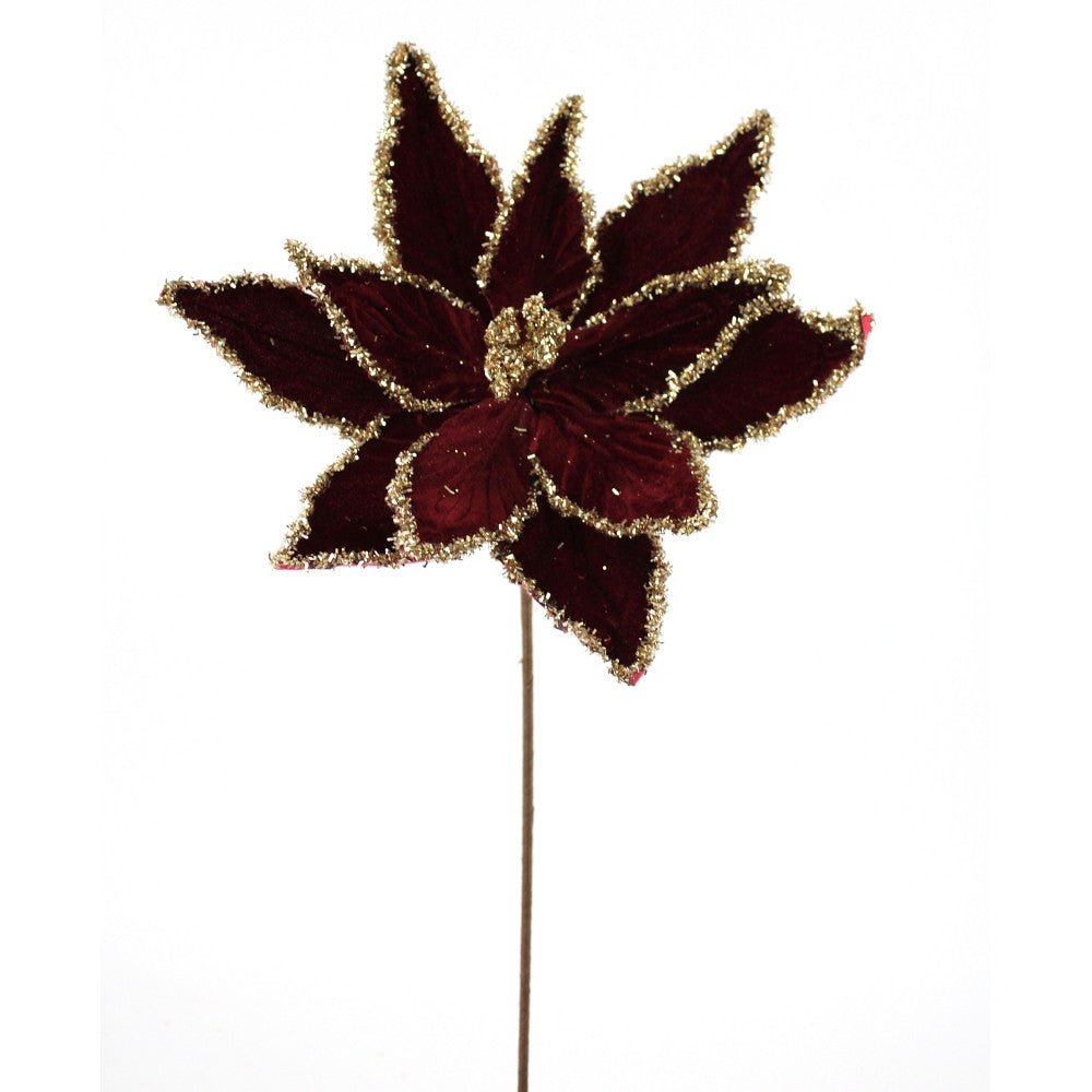 Artificial Red & Platinum Poinsettia Stem - 19" - Greenery MarketArtificial Flowers281588