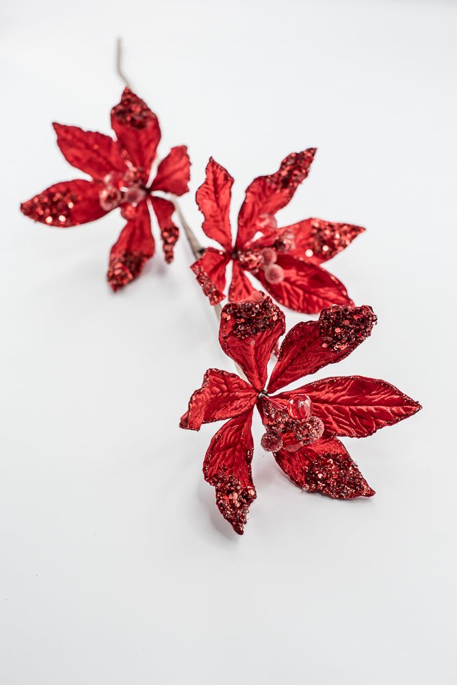 Artificial Red Poinsettia Spray - 28" - Greenery MarketArtificial Flowers283565