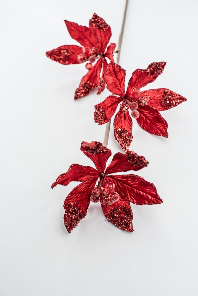 Artificial Red Poinsettia Spray - 28" - Greenery MarketArtificial Flowers283565