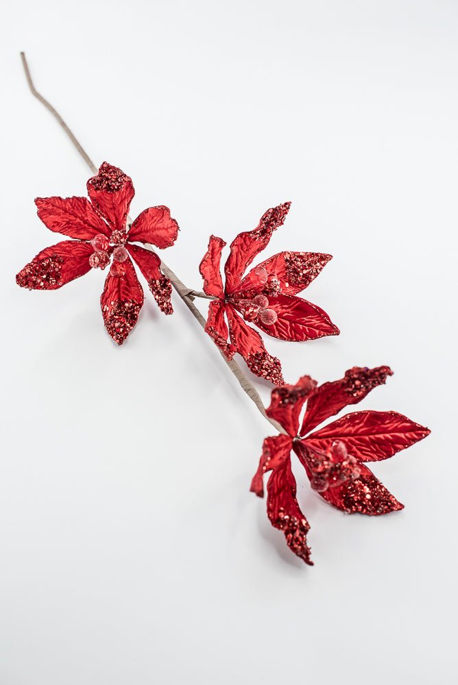 Artificial Red Poinsettia Spray - 28" - Greenery MarketArtificial Flowers283565
