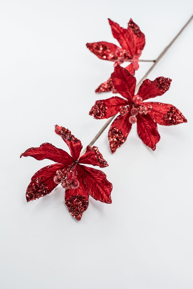 Artificial Red Poinsettia Spray - 28" - Greenery MarketArtificial Flowers283565