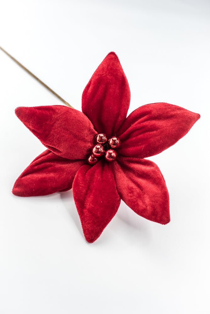 Artificial Red Poinsettia Stem - 19.5" - Greenery MarketArtificial Flowers277614